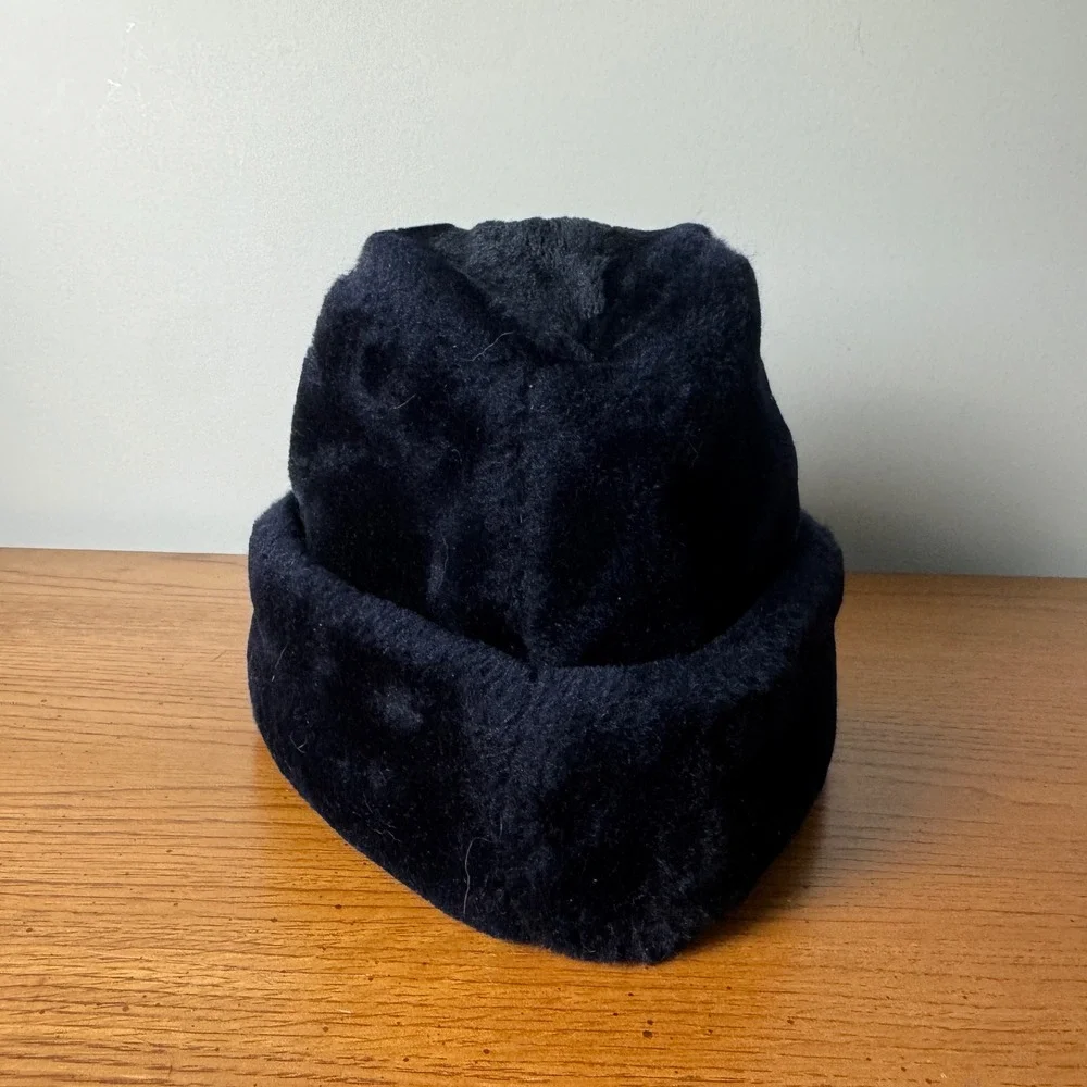 Vintage Children's Union‎ Made Faux Fur Winter Hat Lined Fold Over Brim